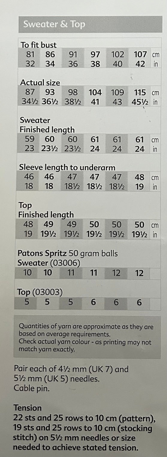 Knitting Pattern 3153 - Sweater & Top in Spritz Aran