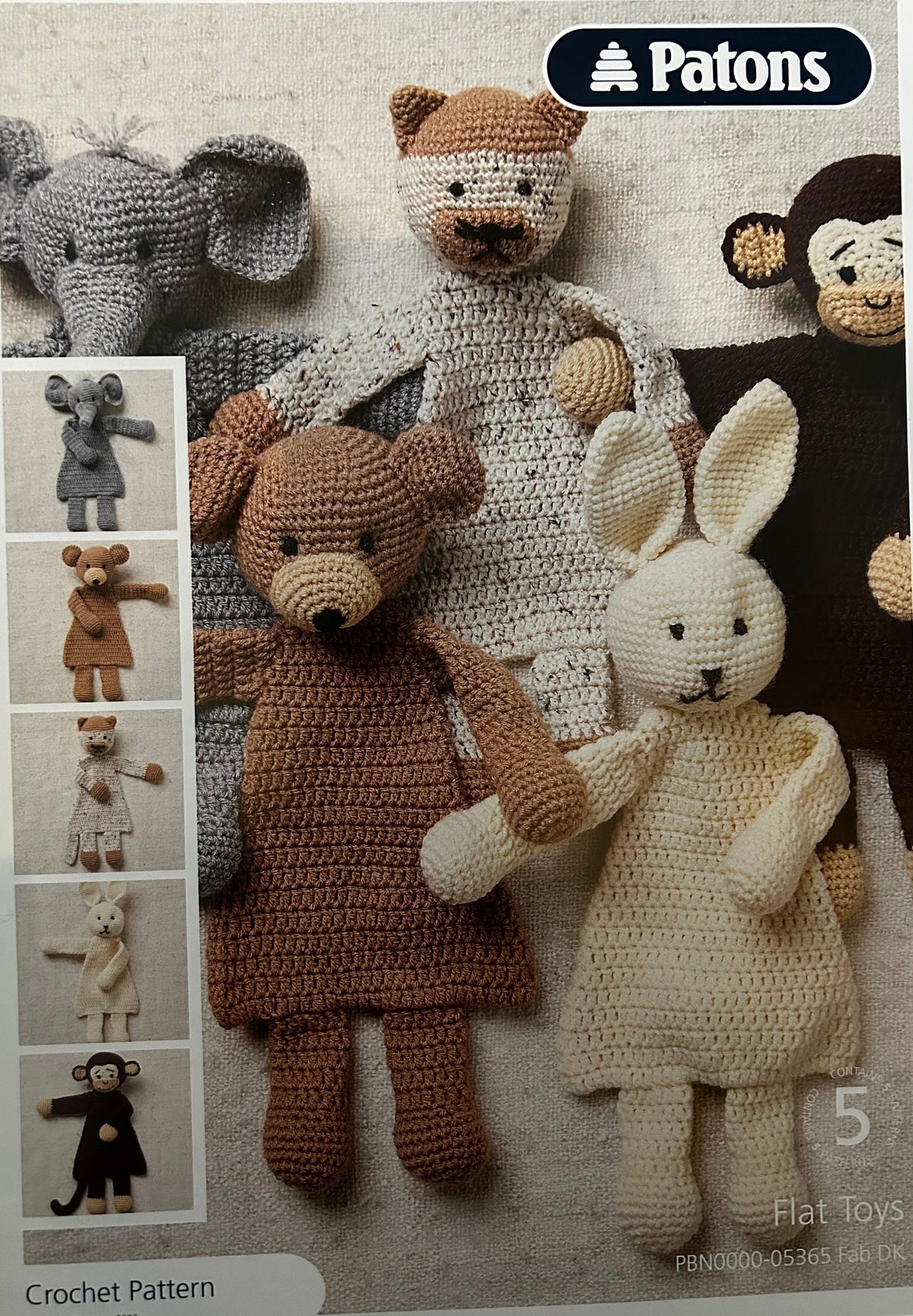 Crochet Pattern 5365 - Flat Animal Toys in DK