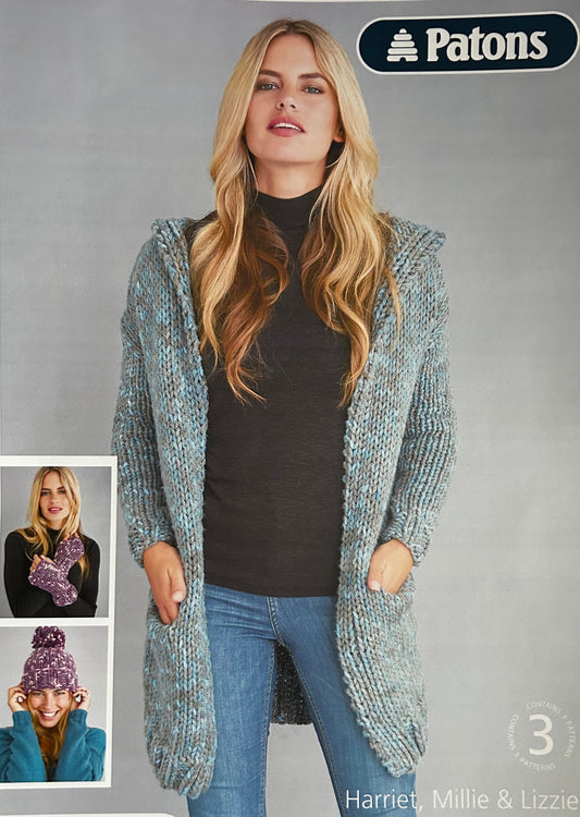 Knitting Pattern 5359 - Jacket, Hat & Wristwarmers in FAB Big Colour Super Chunky