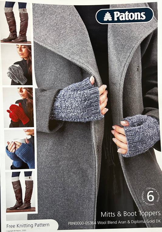 Knitting Pattern 5364 - Mitts & Boot Toppers in Aran & DK - FREE PAPER PATTERN