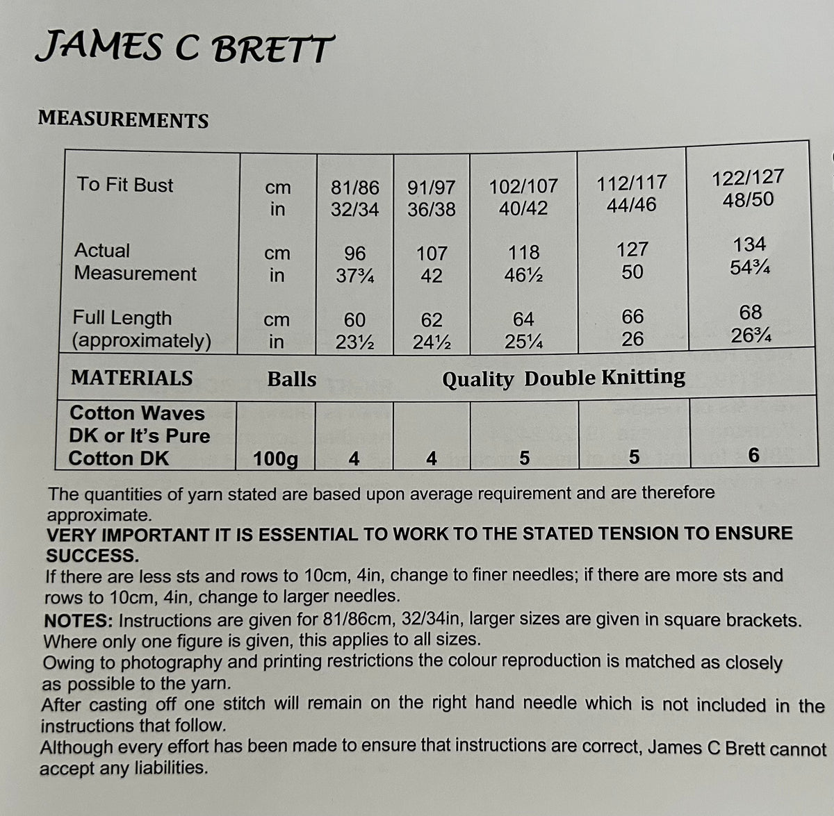 Knitting Pattern JB1018 - Waistcoat in Cotton Waves DK