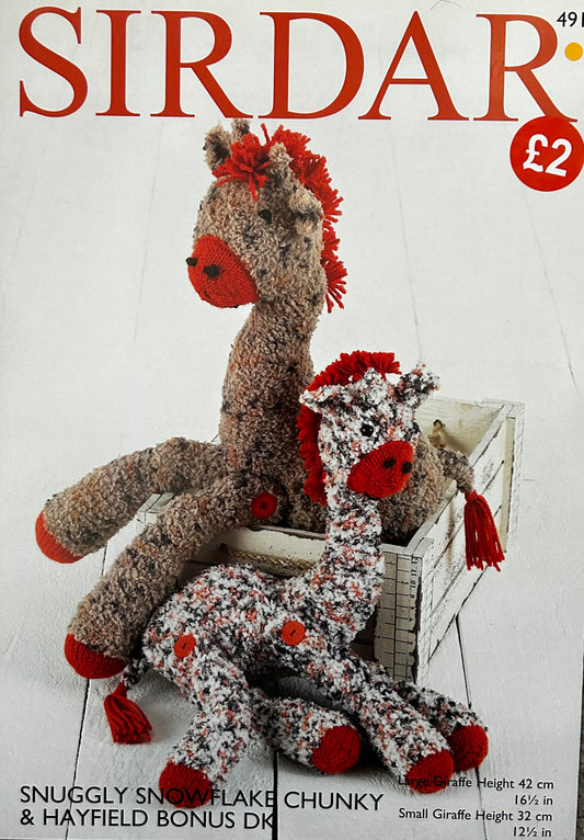 Knitting Pattern 4913 - Giraffe in Snuggly Snowflake Chunky & Bonus DK