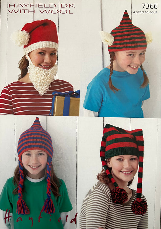 Knitting Pattern 7366 - Christmas Hats in DK