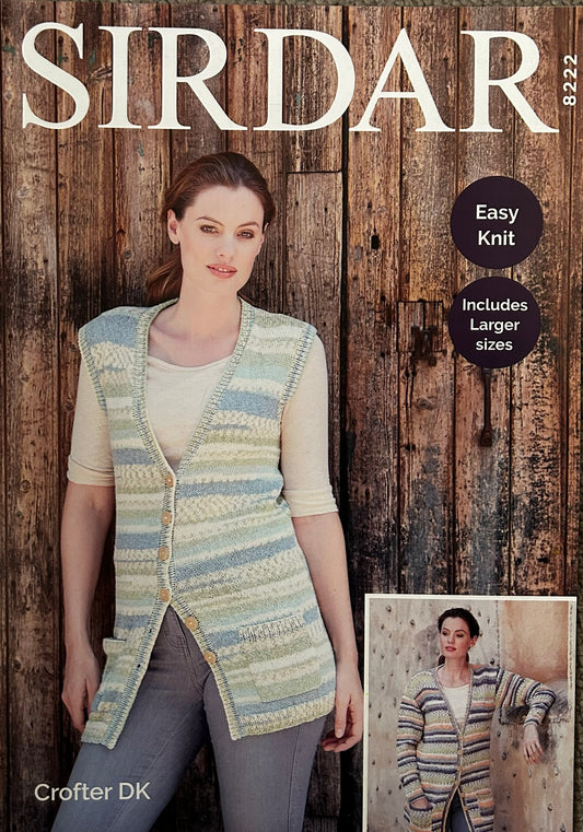 Knitting Pattern 8222 - Cardigan & Waistcoat in Crofter DK
