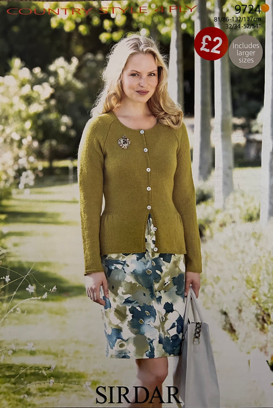 Knitting Pattern 9724 - Cardigan in Country Style 4 Ply