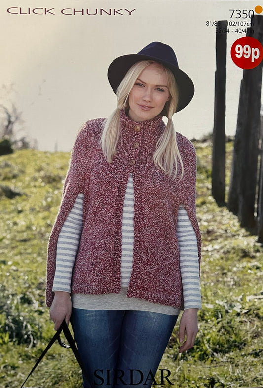 Knitting Pattern 7350 - Cape in Click Chunky