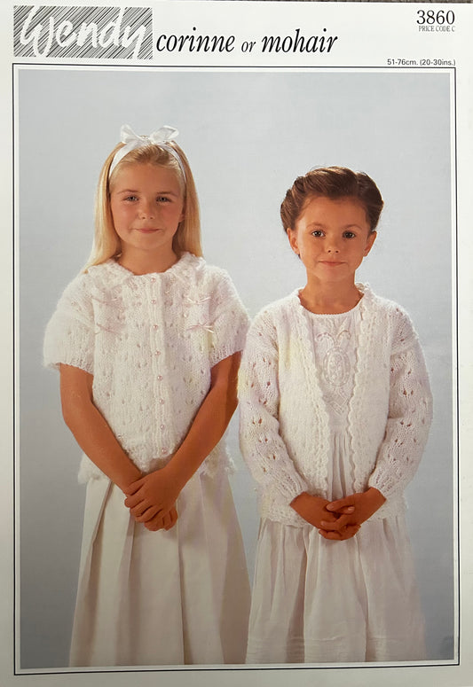 Knitting Pattern 3860 -  Girls Confirmation Cardigans in Aran Mohair