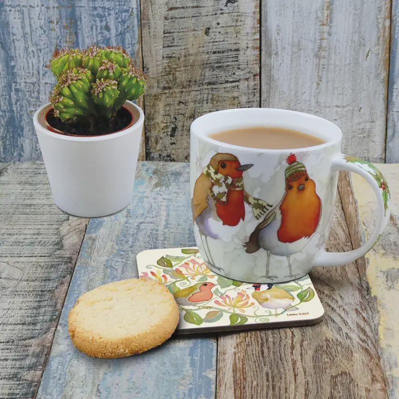 CHRISTMAS ROBINS - Bone China Mug - In Gift Box