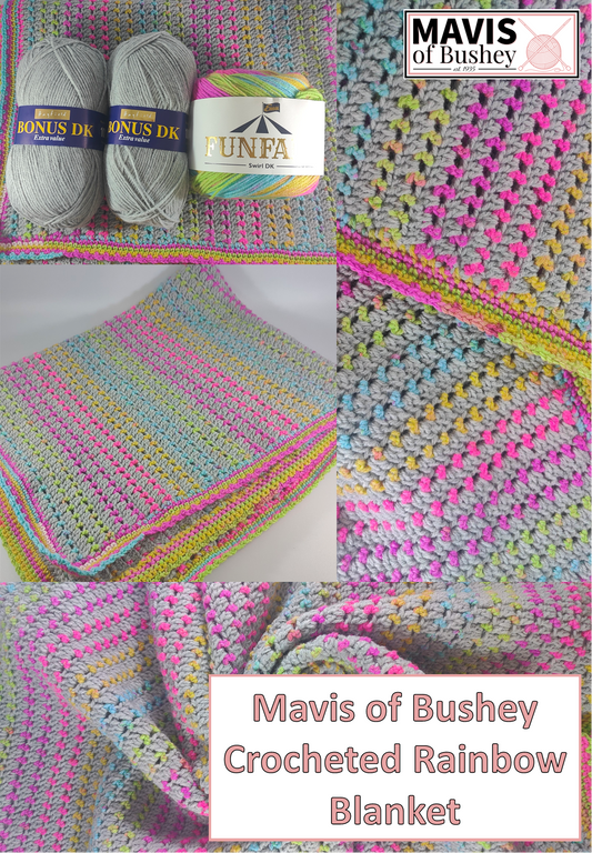 *FREE* Crochet Pattern - Rainbow Blanket Pattern in DK (Mavis of Bushey Originals)