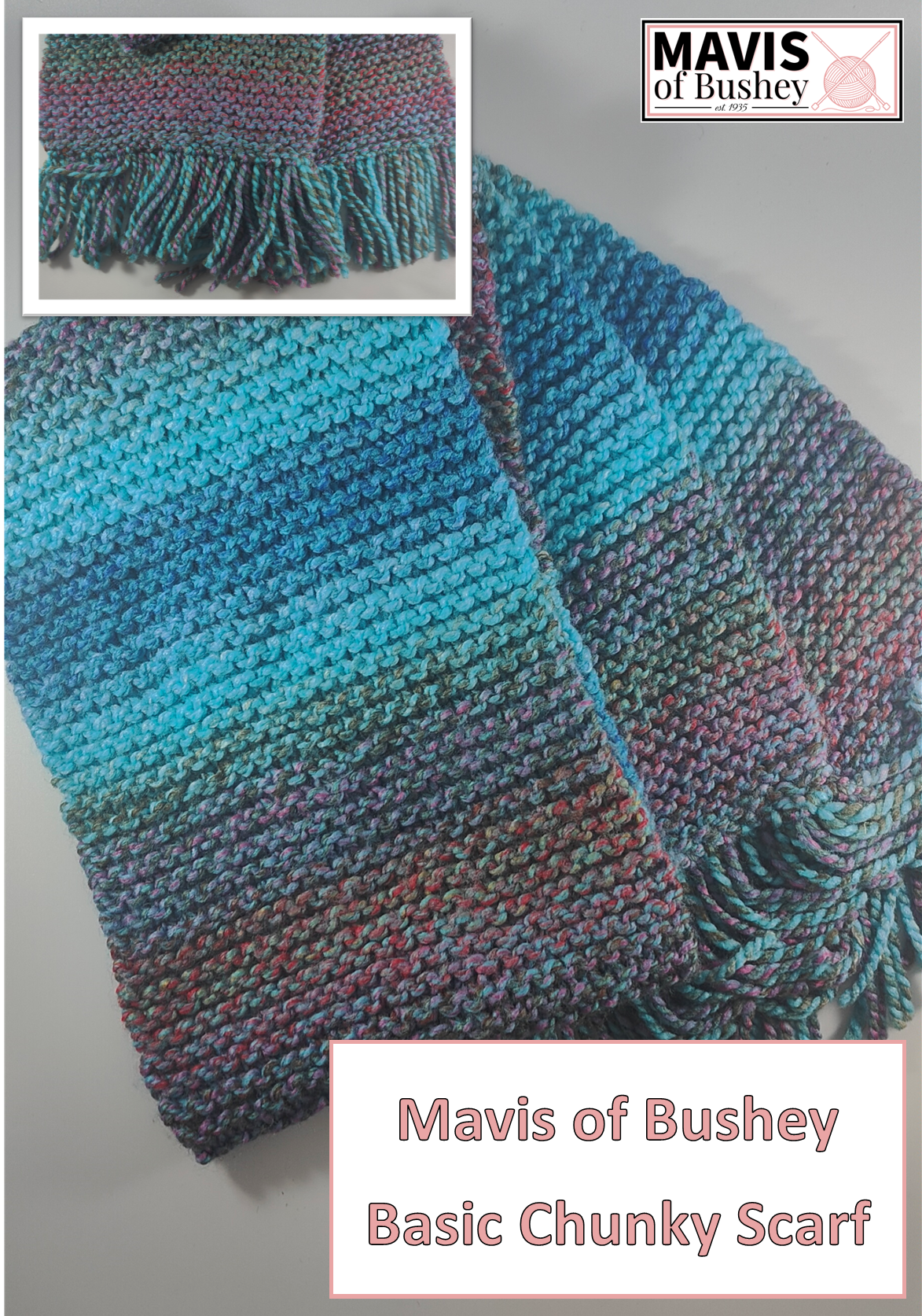 PDF Knitting Pattern - Basic Chunky Scarf Pattern (Mavis of Bushey Originals)