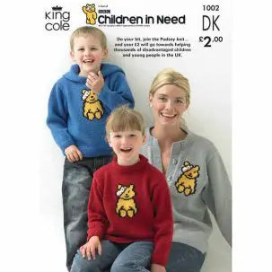 Knitting Pattern 1002 - Pudsey Bear Sweaters & Cardigan in DK - Children In need