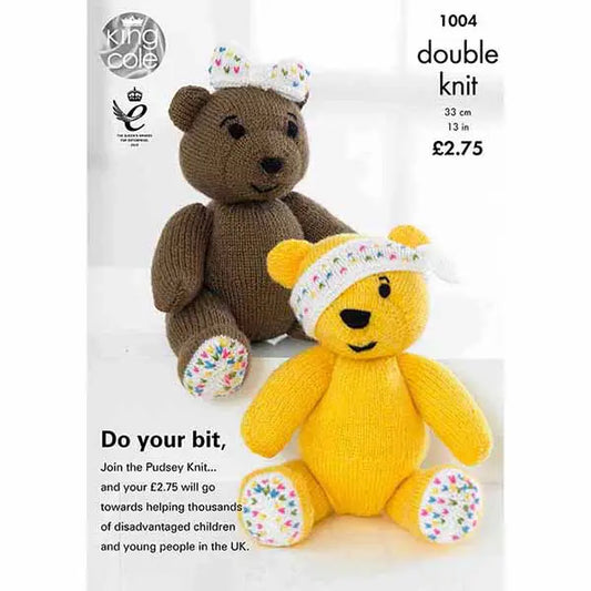 Knitting Pattern 1004 - Pudsey & Blush Bears in DK