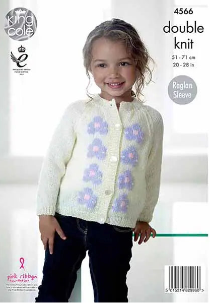 Knitting Pattern 4566 - Flower Sweater & Cardigan in DK