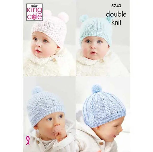 Knitting Pattern 5743 - Hats & Mitts Knitted in Comfort Baby DK