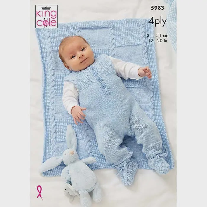 Baby Jacket, Dungarees, Bootees & Blanket in 4 Ply