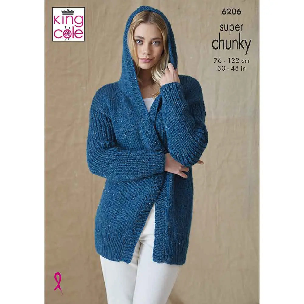 Knitting Pattern 6206 - Hooded Jacket & Waistcoat in Super Chunky