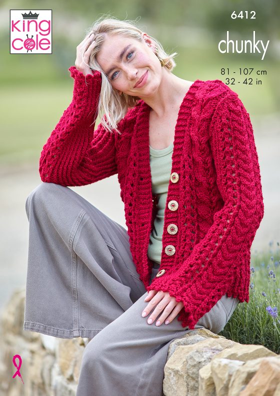 Knitting Pattern 6412 - Cardigan, Waistcoat & Tank Top in Dalesway Chunky