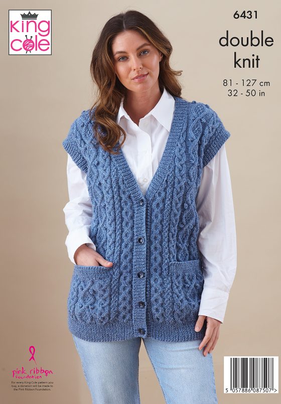 Knitting Pattern 6431 - Ladies Cardigan & Waistcoat in DK