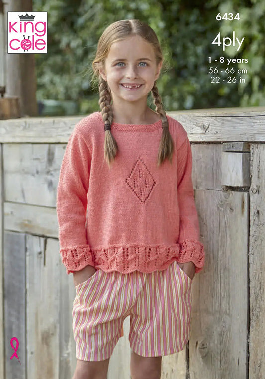 Knitting Pattern 6434 - Girls Cardigan & Top in Cherished 4 Ply