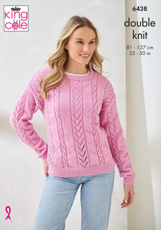 Knitting Pattern 6438 - Sweater & Slipover in Luxury Merino DK