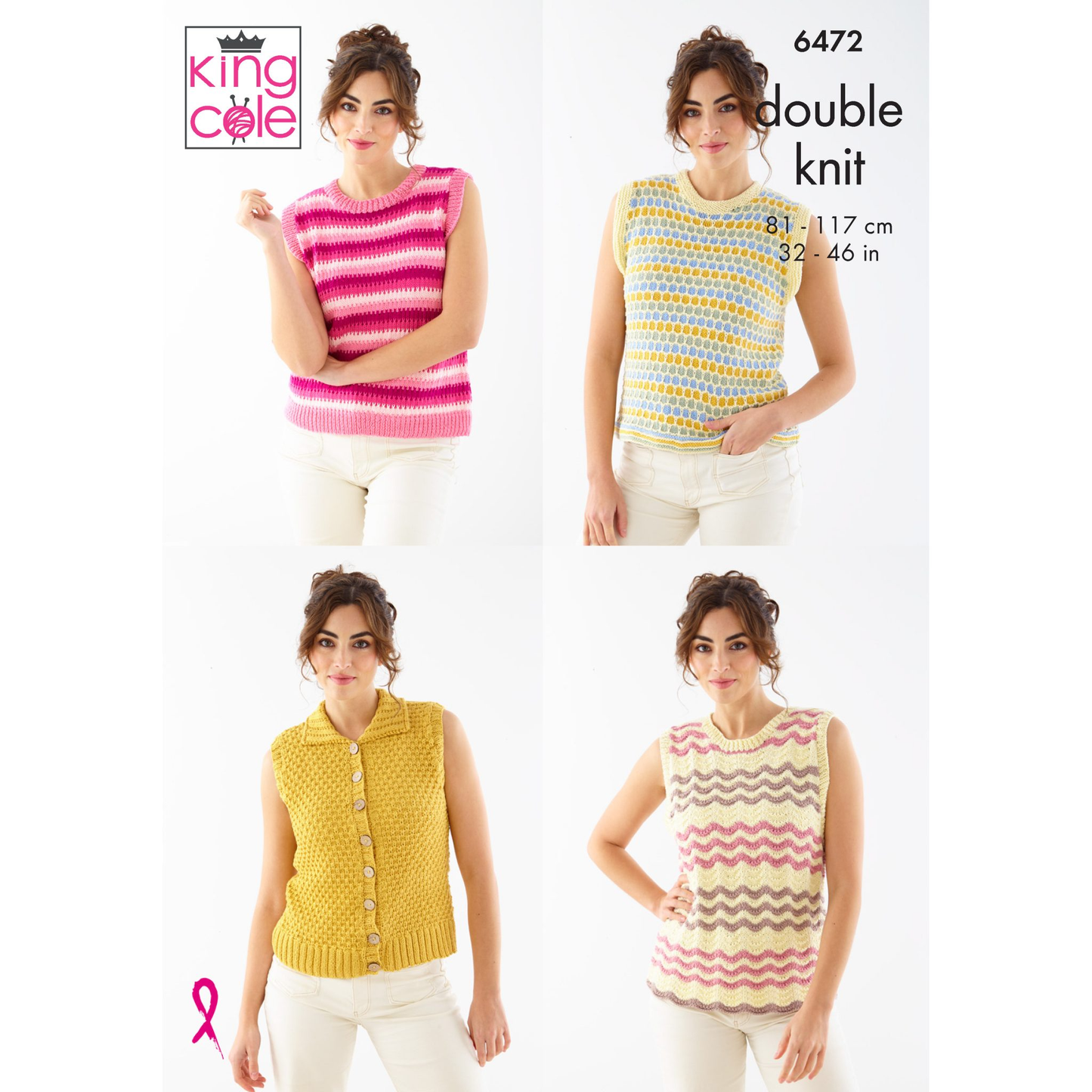 Knitting Pattern 6472 - Tank Tops and Waistcoat knitted in Cottonsoft DK