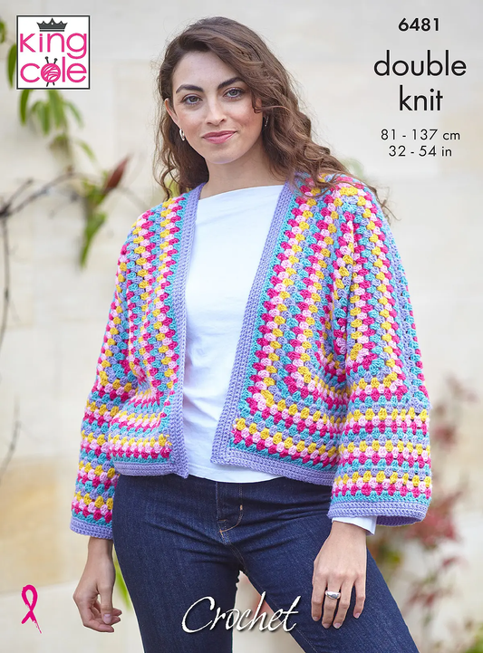 Crochet Pattern 6481 - Hexagon Cardigan’s crocheted in Merino Blend DK