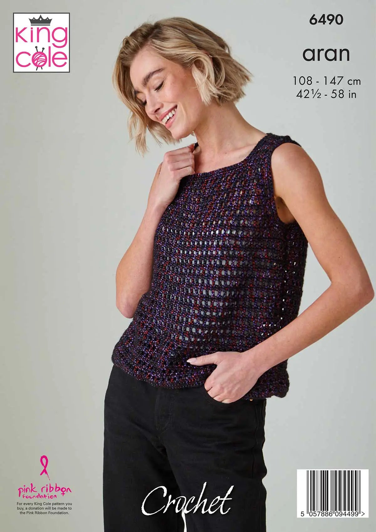 Crochet Pattern 6490 - Long Sleeved Top & Vest in Firefly Aran