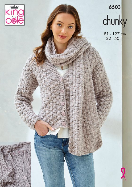 Knitting Pattern 6503 - Cardigan, Sweater, Scarf & Cowl in Dalesway Chunky