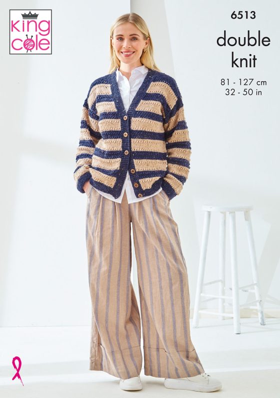 Knitting Pattern 6513 - Cardigan & Slipover in Homespun DK