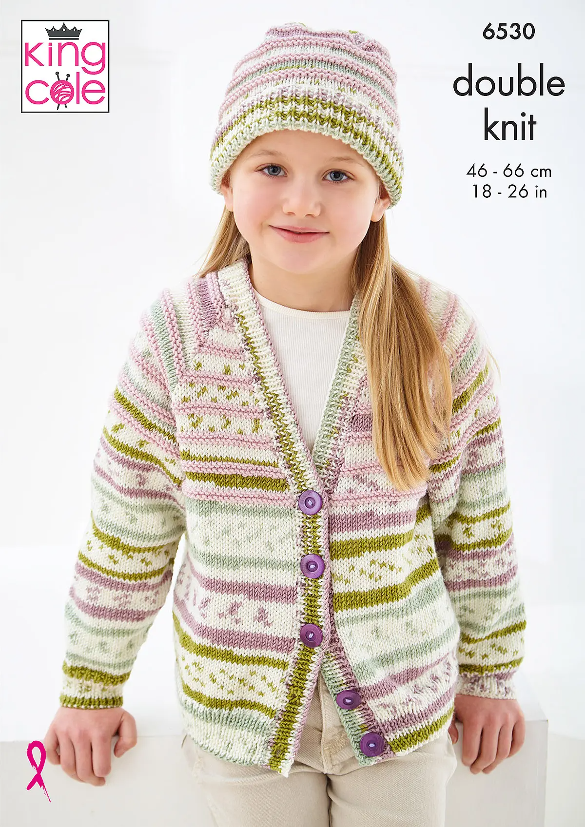 Knitting Pattern 6530 - Cardigan and Hat knitted in Cherish DK