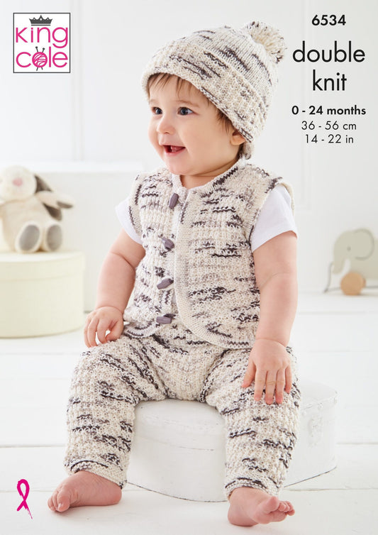 Knitting Pattern 6534 - Baby Set in Dot Dot Dash DK