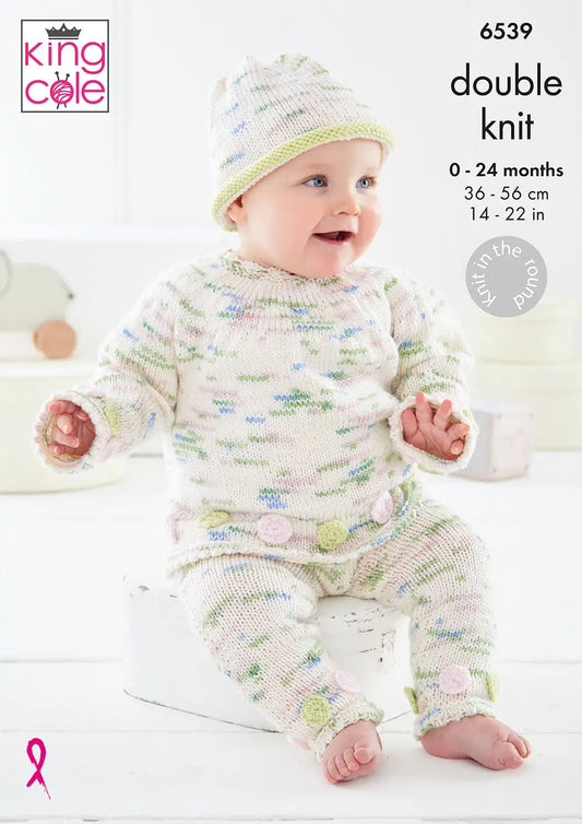 Knitting Pattern 6539 - Baby Set in Dot Dot Dash DK