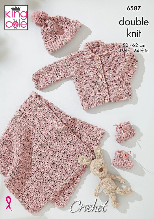Crochet Pattern 6587 - Baby Shell Stitch Set in Little Lamb DK