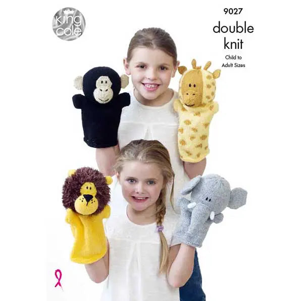 Knitting Pattern 9027 - Animal Hand Puppets in DK
