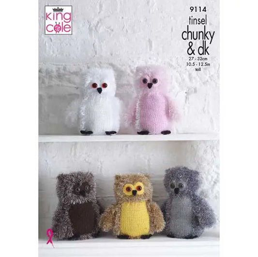 Knitting Pattern 9114 - Owls in Tinsel Chunky & DK