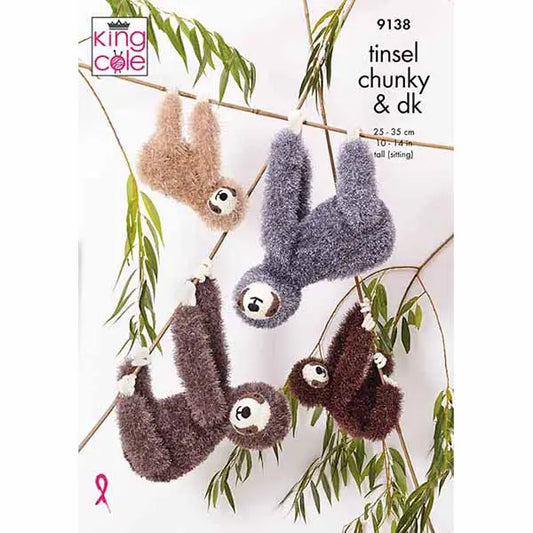 Knitting Pattern 9138 - Sloths in Tinsel Chunky & DK
