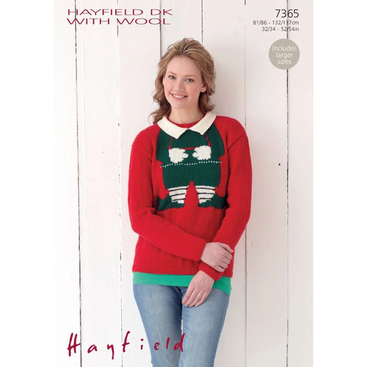 Knitting Pattern 7365 - Womans Christmas Elf Jumper in DK
