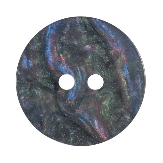 2 Hole Button - 20mm - Blue/Green Shimmer