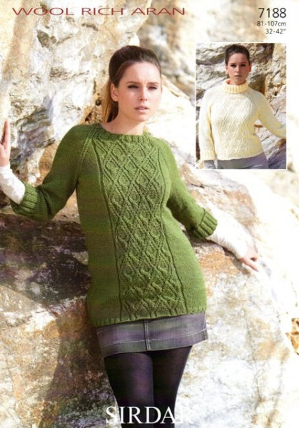 Knitting Pattern 7188 - Tunic & Sweater in Wool Rich Aran