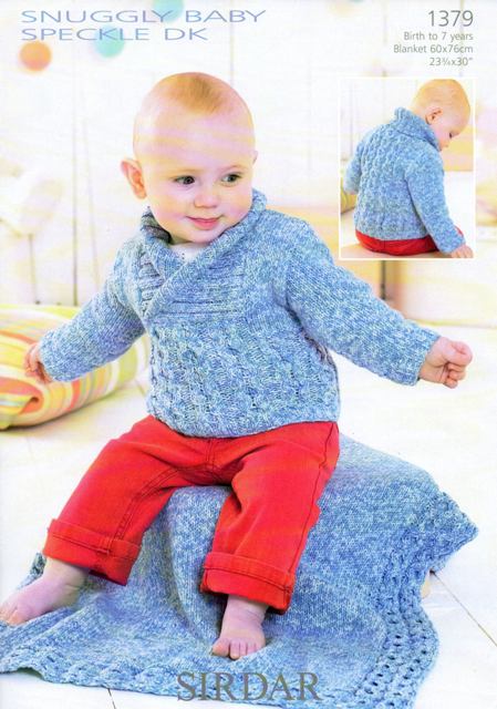 Knitting Pattern 1379 - Sweater & Blanket in Snuggly Baby Speckle DK