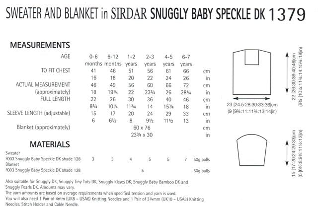 Knitting Pattern 1379 - Sweater & Blanket in Snuggly Baby Speckle DK