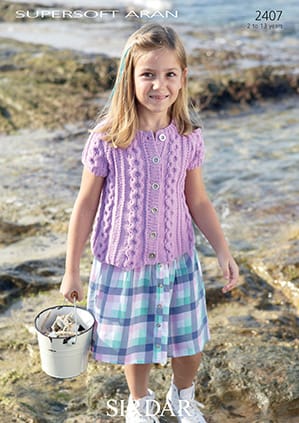 Knitting Pattern 2407 - Girls Cardigan in Supersoft Aran