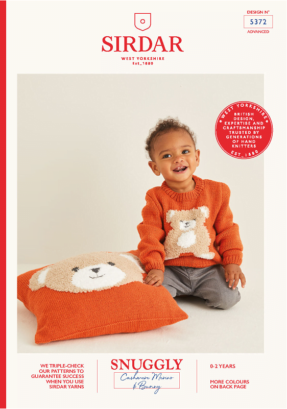 Knitting Pattern 5372 - Teddy Bear Sweater & Cushion in Cashmere Merino & Bunny DK