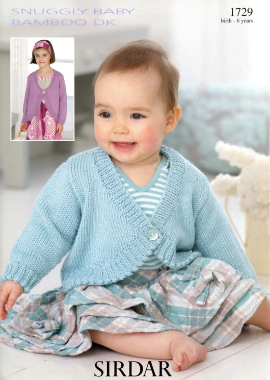 Knitting Pattern 1729 - Bolero Style Cardigans in Snuggly Baby Bamboo DK