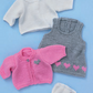 Knitting Pattern 2485 - Baby Dolls Pinafore, Top, Cardigan & Pants in Bonus DK
