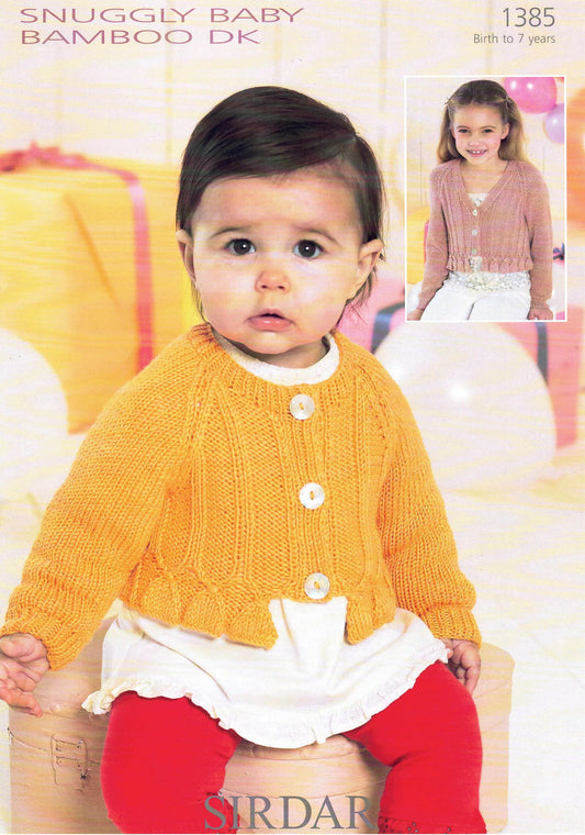 Knitting Pattern 1385 - Cardigans in Snuggly Baby Bamboo DK