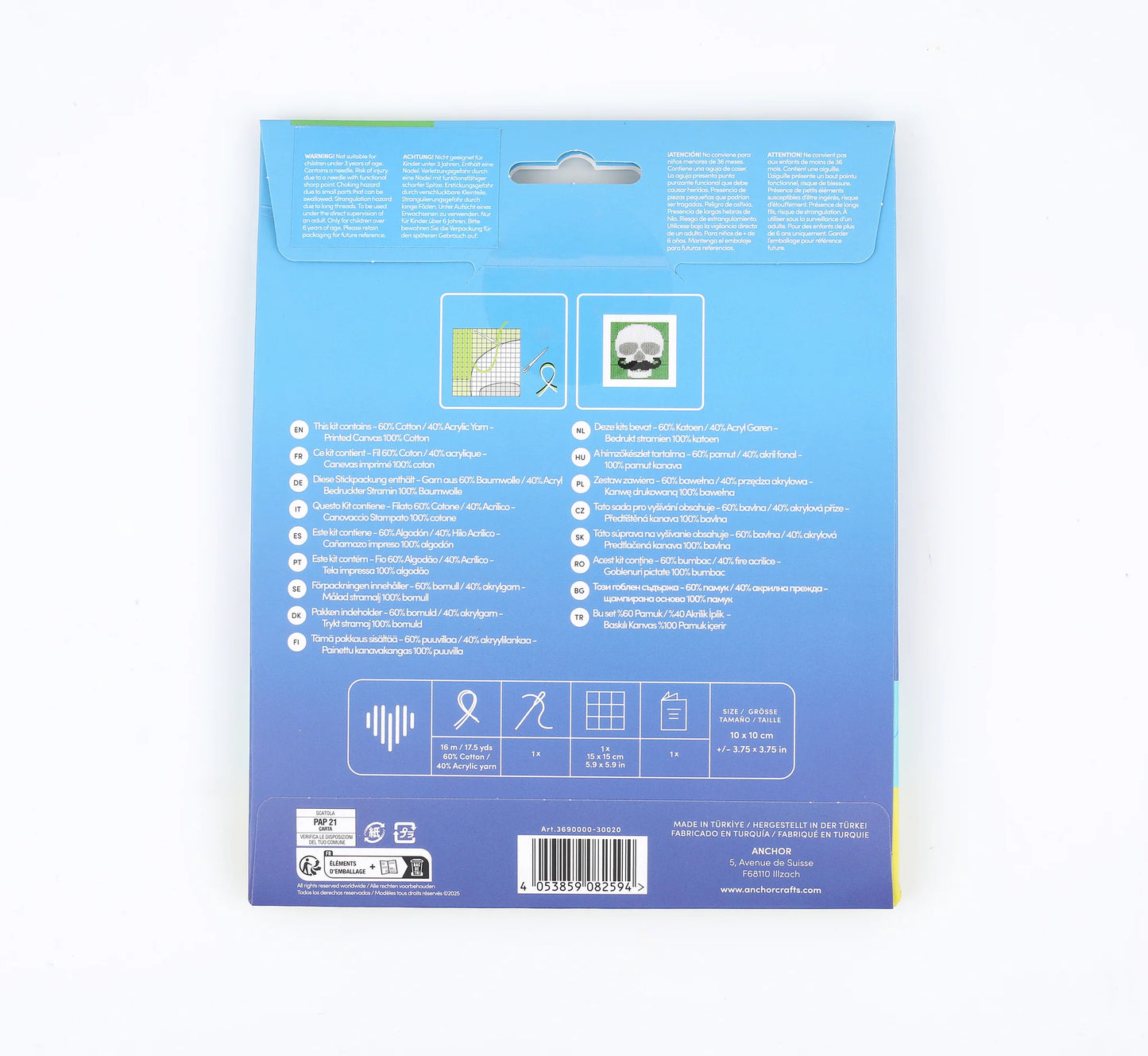 1st Kit - Long Stitch - SKULL WITH MOUSTACHE