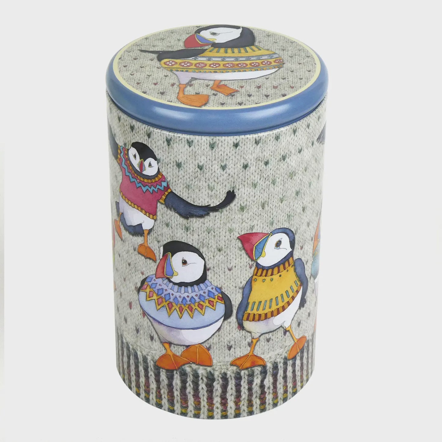 WOOLLY PUFFINS - Tall Round Caddy