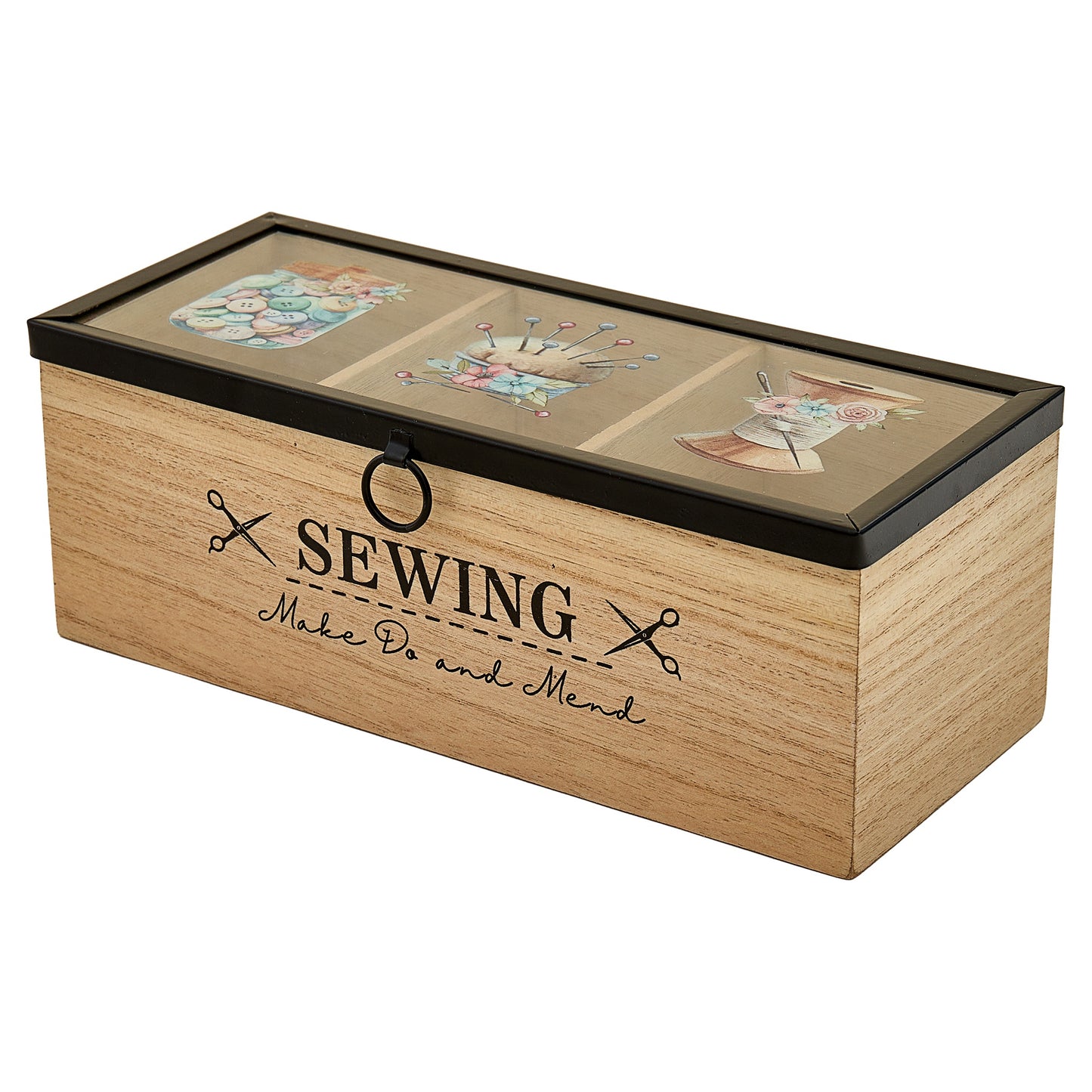Wooden Sewing Box - 3 Compartments