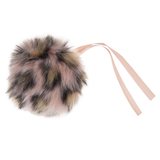 FAUX FUR POM POM - 1 PIECE - 11cm - LEOPARD/PINK